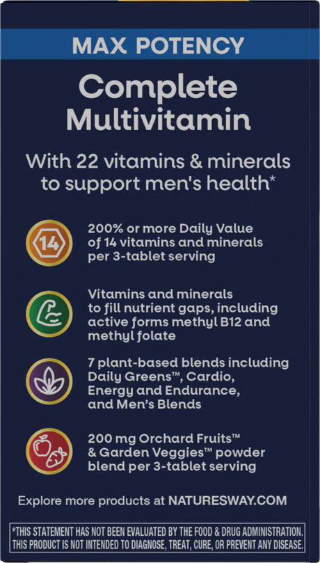 <{%360IMAGE3_15542%}>Nature's Way® | Alive! Max3 Potency Men's Complete Multivitamin Tablets - left side of pack