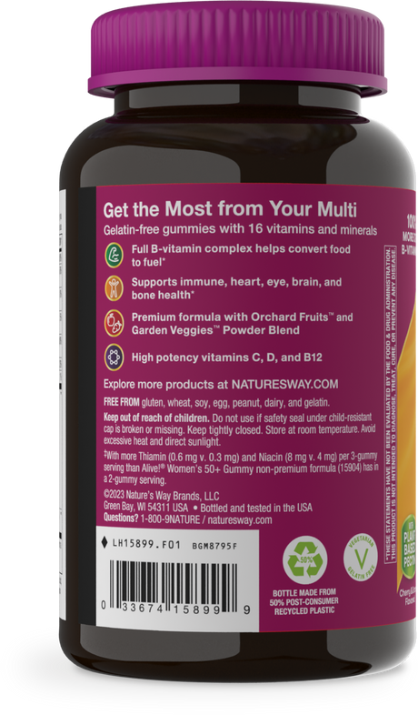 <{%360IMAGE2_15899%}>Nature's Way® | Alive! Premium Women's 50+ Gummy Multivitamin - left side of pack