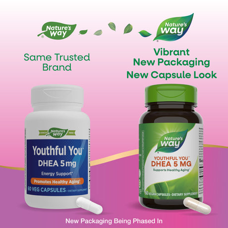 <{%MAIN1_05006%}>Nature's Way® | Youthful You DHEA 5mg - package updates old to new