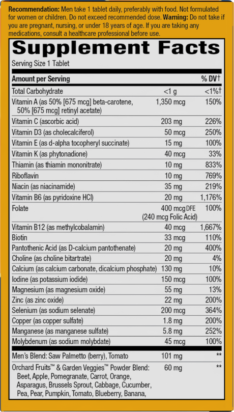 <{%360IMAGE4_15685%}>Nature's Way® | Alive! Men's Ultra Multivitamin - right side of pack