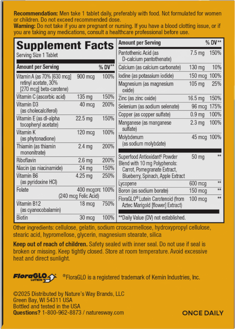 <{%360IMAGE4_13660%}>Nature's Way® | Alive! Men's Complete Multivitamin - back of pack