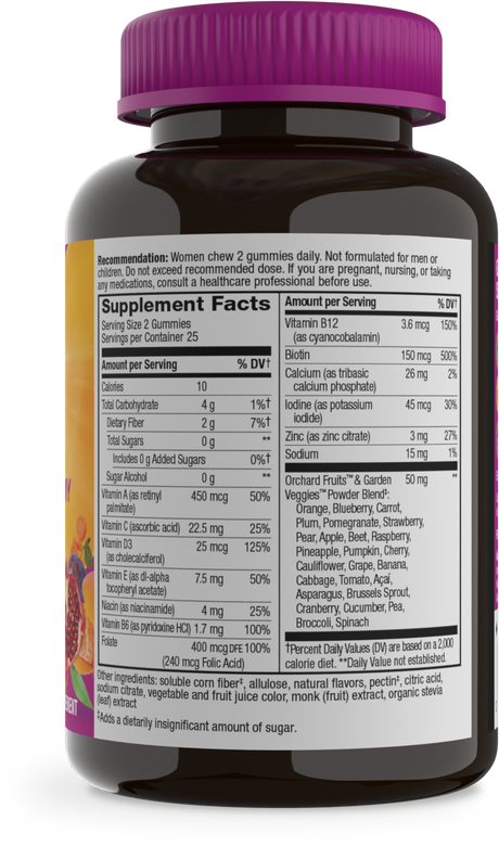 <{%360IMAGE1_14618%}>Nature's Way® | Alive! Zero Sugar Women's Gummy Multivitamin - right side of pack