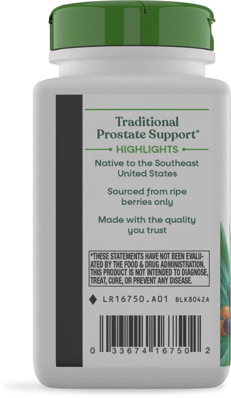 <{%360IMAGE6_16750%}>Nature's Way® | Saw Palmetto Berries - left side of pack
