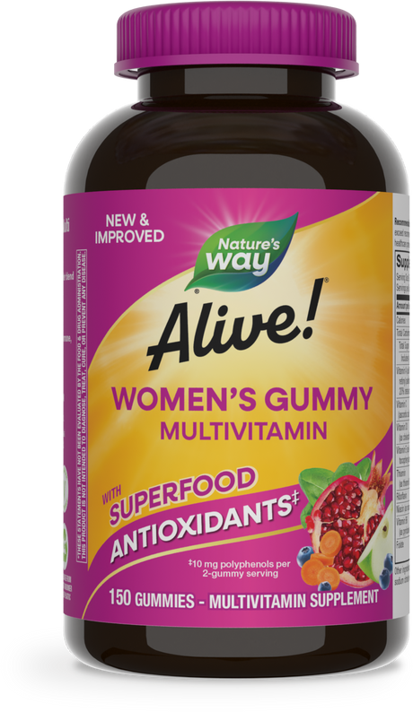 <{%PRIMARY_14069%}>Nature's Way® | Alive! Women's Gummy Multivitamin, 150 gummies, Mixed Berry