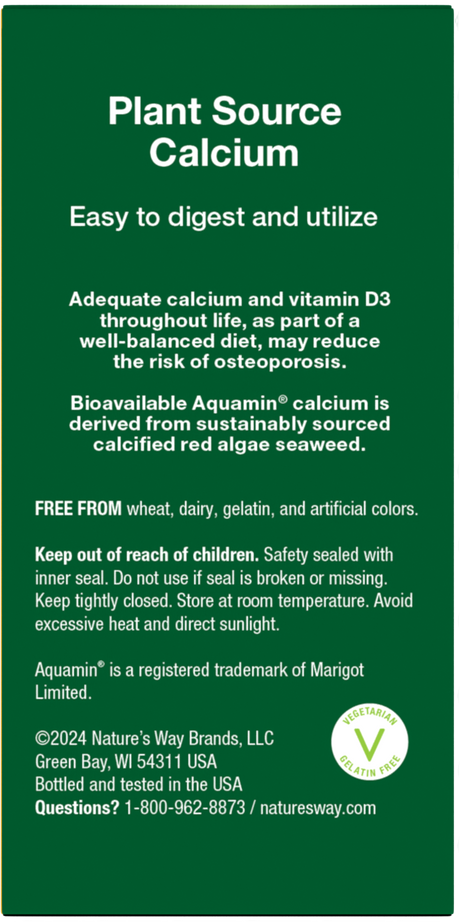 <{%360IMAGE9_15838%}>Nature's Way® | Alive! Calcium Bone Support - back of pack