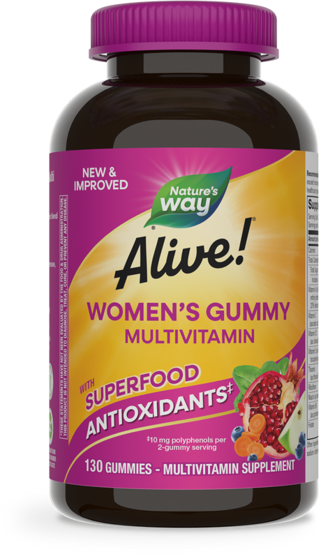 <{%PRIMARY_11536%}>Nature's Way® | Alive! Women's Gummy Multivitamin, 130 gummies, Mixed Berry