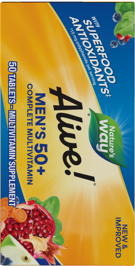 <{%360IMAGE3_13661%}>Nature's Way® | Alive! Men's 50+ Complete Multivitamin - left side of pack