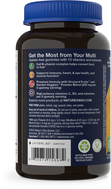<{%360IMAGE2_15898%}>Nature's Way® | Alive! Premium Men's 50+ Gummy Multivitamin - left side of pack