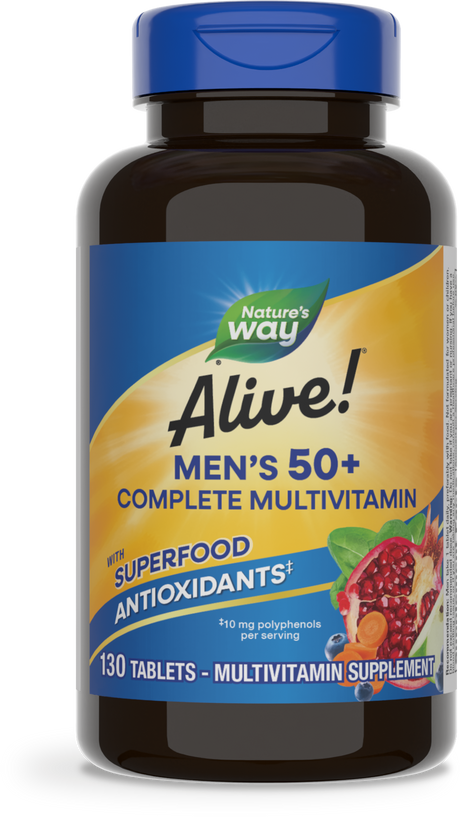 <{%PRIMARY_14283%}>Nature's Way® | Alive! Men's 50+ Complete Multivitamin, 130 tablets