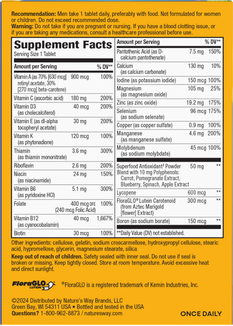 <{%360IMAGE1_13661%}>Nature's Way® | Alive! Men's 50+ Complete Multivitamin - back of pack