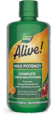 <{%PRIMARY_15395%}>Nature's Way® | Alive! Max Potency Complete Liquid Multivitamin, 30.4 fl oz (900 ml), Citrus