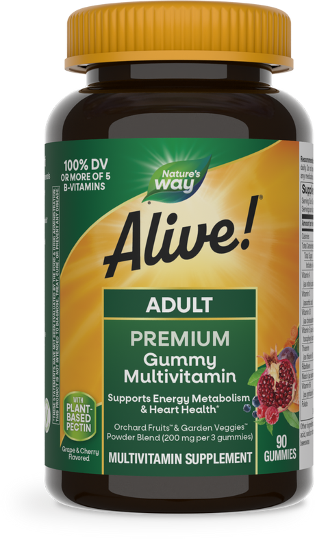 <{%PRIMARY_15817%}>Nature's Way® | Alive! Adult Premium Gummy Multivitamin, 90 gummies, Cherry & Grape