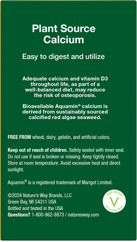 <{%360IMAGE2_15839%}>Nature's Way® | Alive! Calcium Bone Support - back of pack