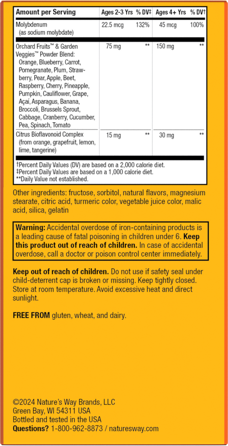 <{%360IMAGE2_15786%}>Nature's Way® | Alive! Kids Chewable Multivitamin - back of pack