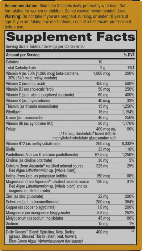 <{%360IMAGE1_15542%}>Nature's Way® | Alive! Max3 Potency Men's Complete Multivitamin Tablets - right side of pack