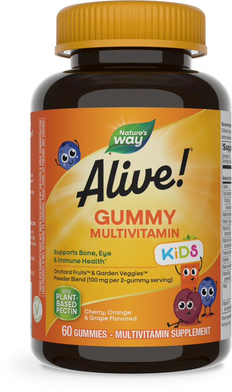 <{%PRIMARY_15788%}>Nature's Way® | Alive! Kids Multivitamin Gummy, 60 gummies, Cherry, Orange & Grape