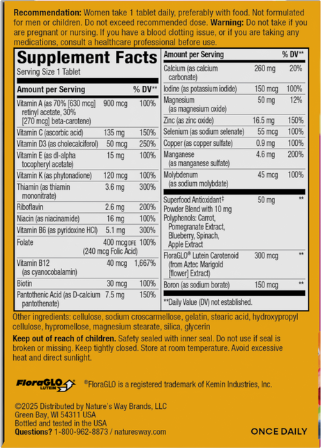 <{%360IMAGE4_13662%}>Nature's Way® | Alive! Women's 50+ Complete Multivitamin - back of pack