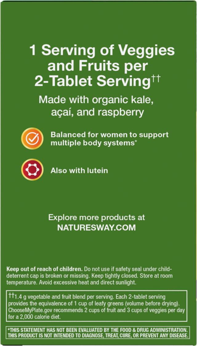 <{%360IMAGE3_12111%}>Nature's Way® | Alive! Women's Garden Goodness Complete Multivitamin - left side of pack