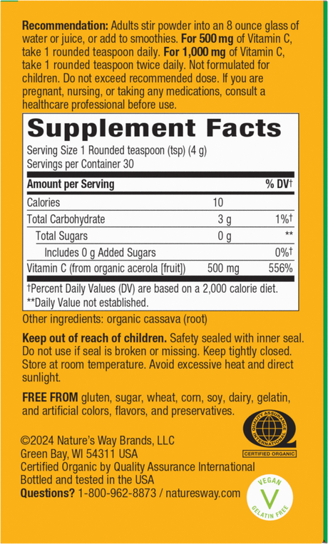 <{%360IMAGE1_15143%}>Nature's Way® | Alive! Vitamin C Powder Drink Mix - right side of pack