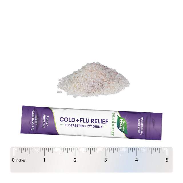 <{%360IMAGE4_15182%}>Nature's Way® | Sambucus Cold+Flu Relief Elderberry Hot Drink - Powder and ruler