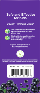 <{%360IMAGE2_13315%}>Nature's Way® | Sambucus Kids Cough +♢ Immune* Elderberry Syrup - back of pack