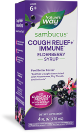 <{%PRIMARY_13673%}>Nature's Way® | Sambucus Cough Relief +♢ Immune* Elderberry Syrup, 4 fl oz (120 ml)