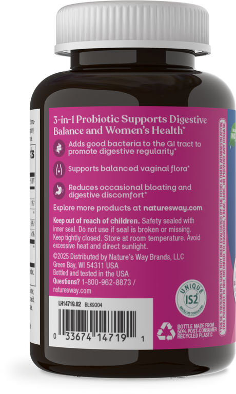 <{%360IMAGE5_14719%}>Nature's Way® | Pearls Women's Probiotic Gummy 3-in-1 - left side of pack
