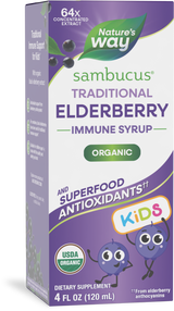 <{%PRIMARY_15797%}>Nature's Way® | Sambucus Organic Traditional Elderberry Immune Syrup for Kids, 4 fl oz (120 ml)