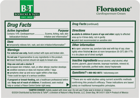 <{%360IMAGE1_21850390%}>Nature's Way® | Boericke & Tafel Florasone - back of pack