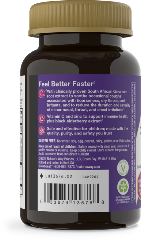 <{%360IMAGE2_13676%}>Nature's Way® | Sambucus Kids Cough Relief +♢ Immune* Elderberry Gummies - left side of pack