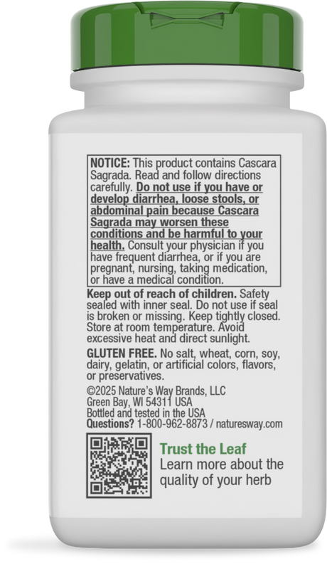 <{%360IMAGE3_11300%}>Nature's Way® | Cascara Sagrada - back of pack