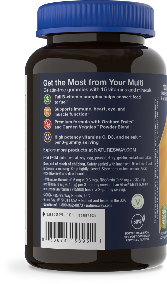<{%360IMAGE2_15895%}>Nature's Way® | Alive! Premium Men's Gummy Multivitamin - left side of pack