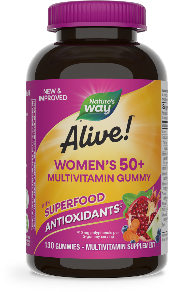 <{%PRIMARY_11537%}>Nature's Way® | Alive! Women's 50+ Gummy Multivitamin, 130 gummies, Mixed Berry