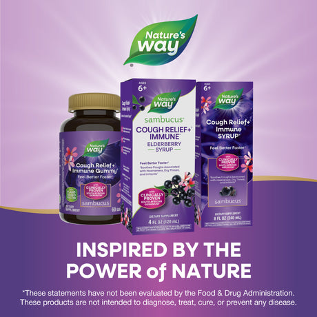 <{%MAIN5_13673%}>Nature's Way® | Sambucus Cough Relief +♢ Immune* Elderberry Syrup