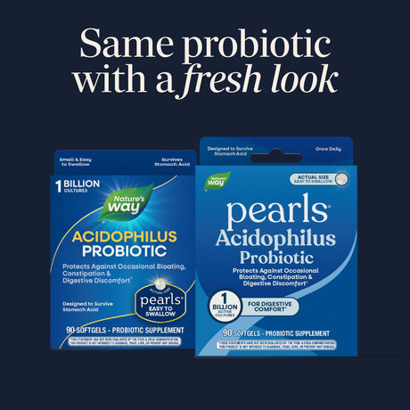 <{%MAIN7_04299%}>Nature's Way® | Pearls Acidophilus Probiotic - package updates old to new