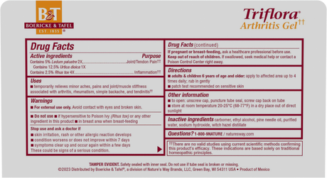 <{%MAIN1_21825297%}>Nature's Way® | Boericke & Tafel Triflora Gel - back of pack
