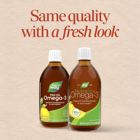 <{%MAIN1_10970%}>Nature's Way® | NutraSea Omega-3 - package updates old to new