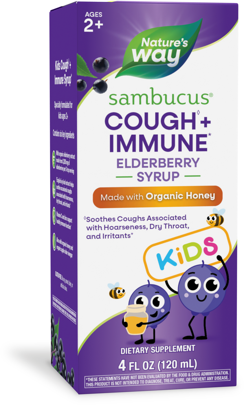 <{%PRIMARY_13315%}>Nature's Way® | Sambucus Kids Cough +♢ Immune* Elderberry Syrup, 4 fl oz (120 ml)