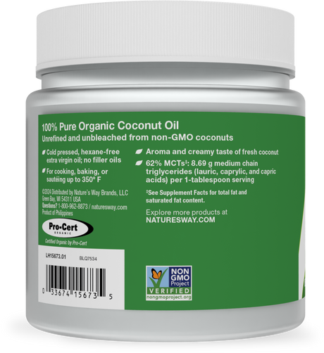 <{%360IMAGE2_15673%}>Nature's Way® | Organic Extra Virgin Coconut Oil - left side of pack
