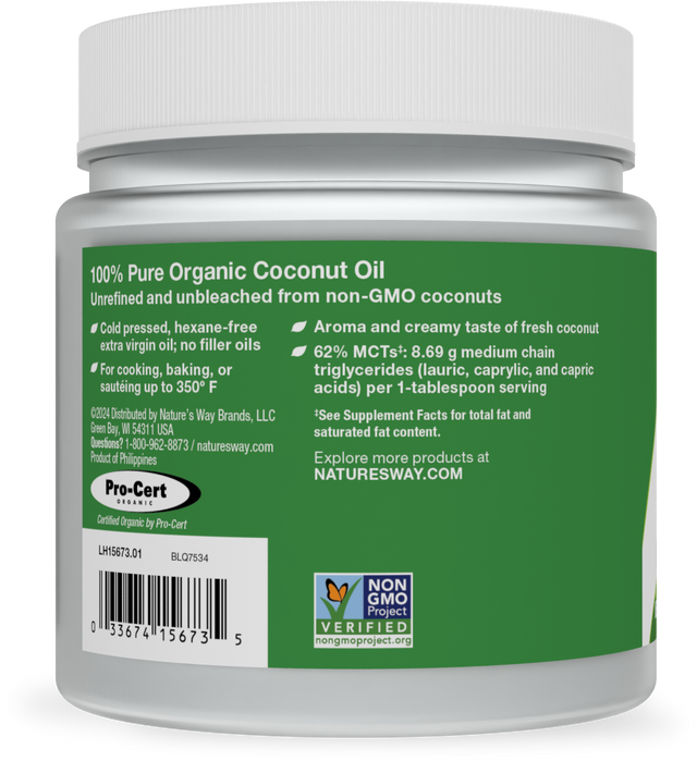 <{%360IMAGE2_15673%}>Nature's Way® | Organic Extra Virgin Coconut Oil - left side of pack