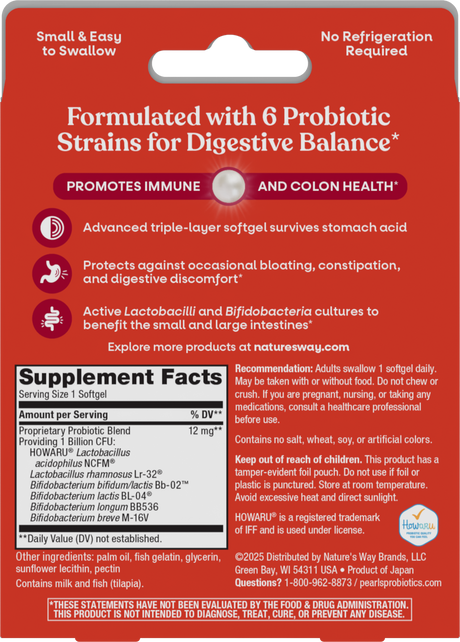 <{%360IMAGE5_04369%}>Nature's Way® | Pearls Complete Probiotic - back of pack