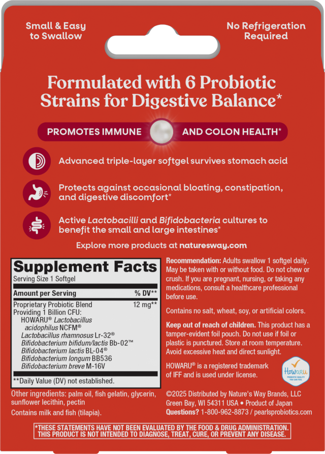 <{%360IMAGE5_04369%}>Nature's Way® | Pearls Complete Probiotic - back of pack