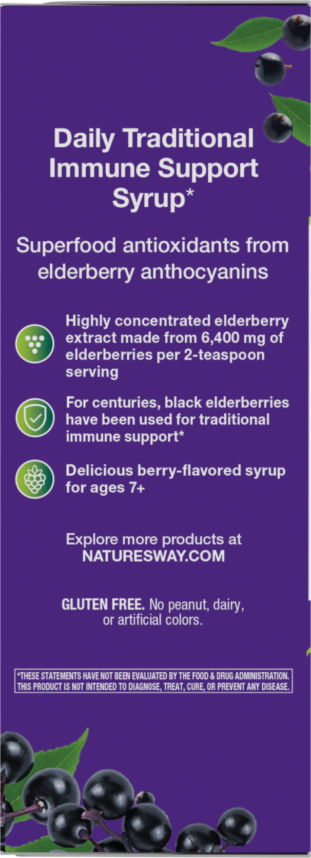 <{%360IMAGE3_15332%}>Nature's Way® | Sambucus Traditional Elderberry Immune Syrup - left side of pack
