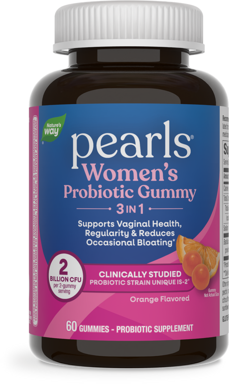<{%PRIMARY_14721%}>Nature's Way® | Pearls Probiotic Women's Gummy 3-in-1 , 60 gummies, Orange