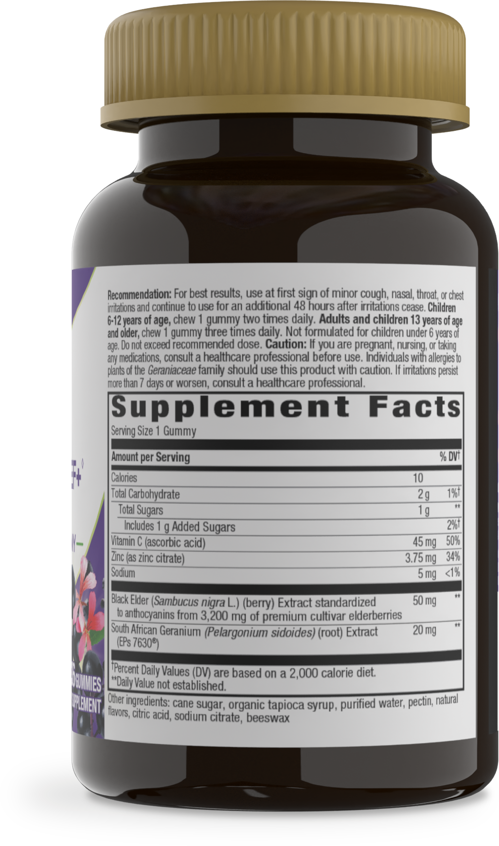 <{%360IMAGE1_13610%}>Nature's Way® | Sambucus Cough Relief +♢ Immune* Elderberry Gummies - right side of pack