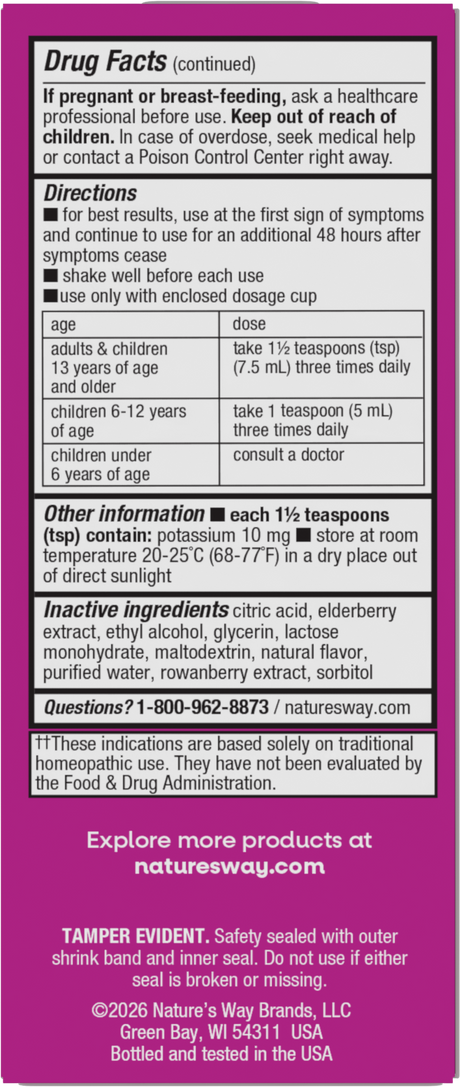 <{%360IMAGE2_15845%}>Nature's Way® | Umcka Cold & Flu Relief Elderberry Syrup - back of pack