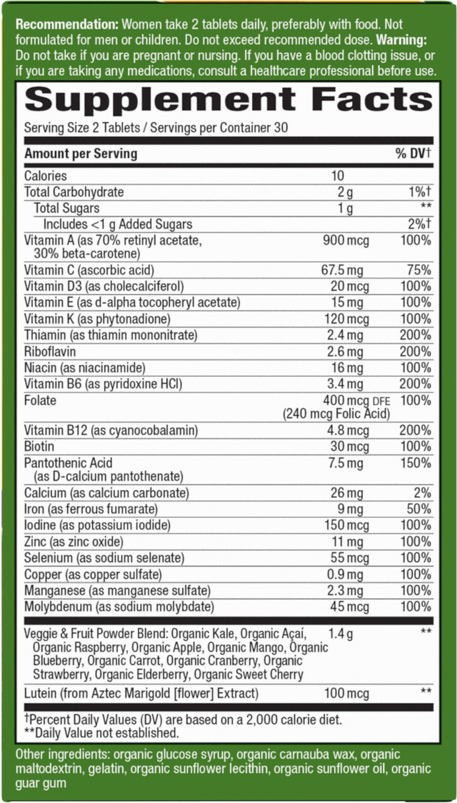 <{%360IMAGE1_12111%}>Nature's Way® | Alive! Women's Garden Goodness Complete Multivitamin - right side of pack