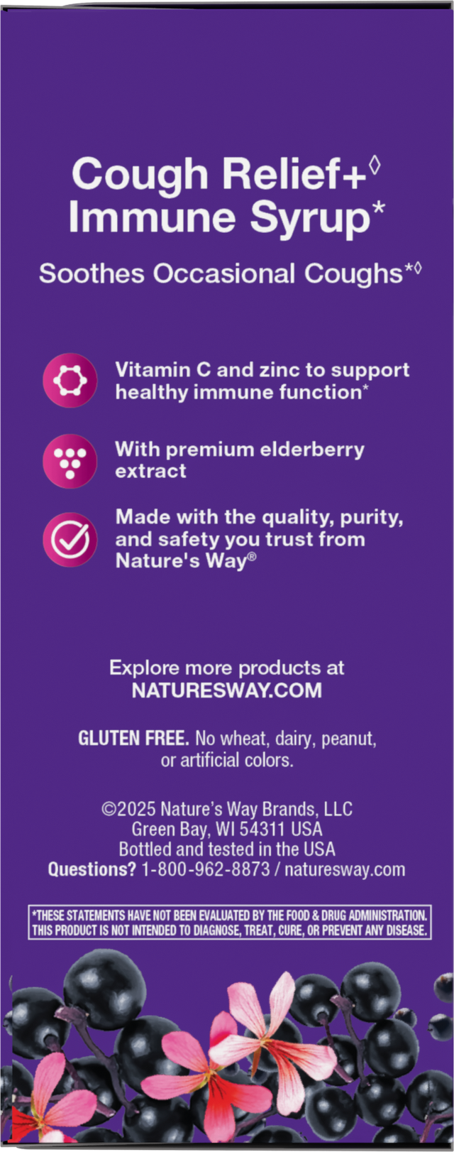 <{%360IMAGE3_13673%}>Nature's Way® | Sambucus Cough Relief +♢ Immune* Elderberry Syrup - left side of pack
