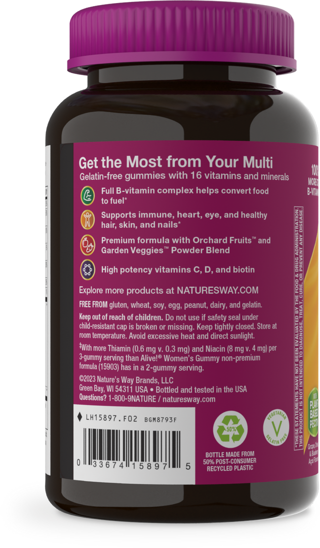 <{%360IMAGE2_15897%}>Nature's Way® | Alive! Premium Women's Gummy Multivitamin - left side of pack