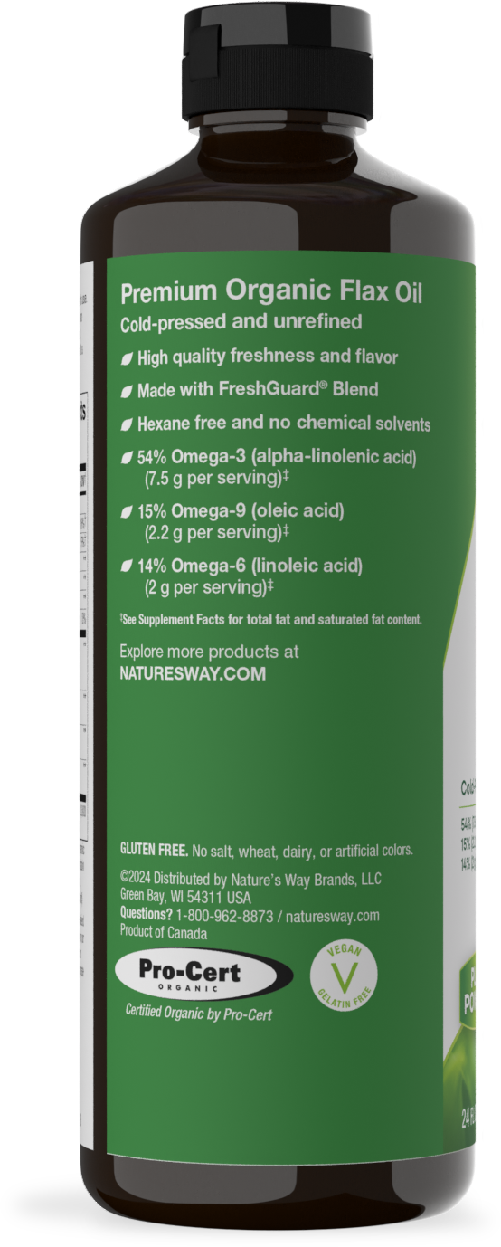 <{%360IMAGE5_15429%}>Nature's Way® | Organic Flax Oil Super Lignan - left side of pack